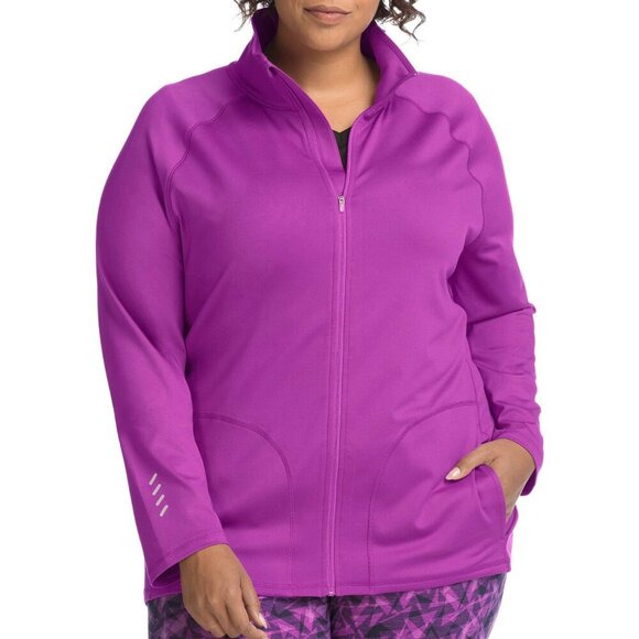 Just My Size Purple Active Full Zip Mock Neck Jacket Plus Size 5X - Picture 1 of 8